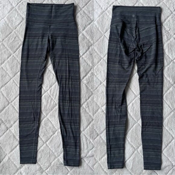 Lululemon | Wunder Under Pant III Cyber Stripe, Gator Green, Black | Size 6 - Picture 4 of 13